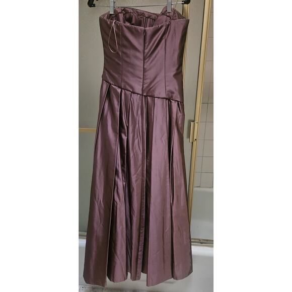 Carmen Mark Valvo 6 Wedding Guest Dress Prom Purple Mauve Full-length Strapless - Picture 1 of 7